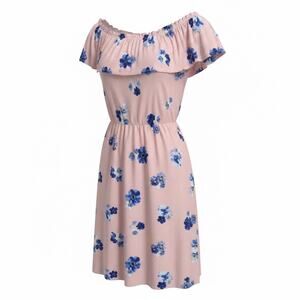 Eyeshadow Girls Pink Blue Floral Stripe Dress Size XL 14 Ruffle Sleeve